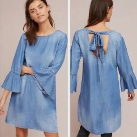 Cloth & Stone blue tencel sheath dress size LP - Picture 1 of 17